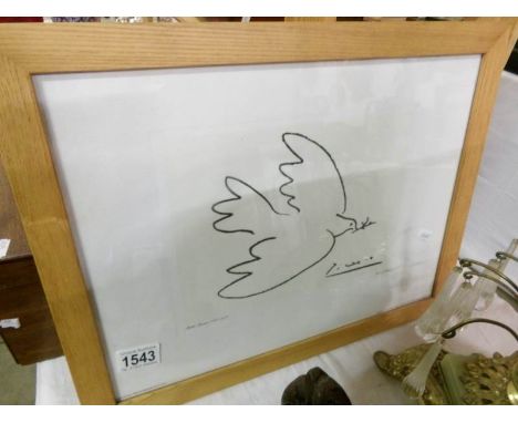 A framed and glazed Picasso print entitled 'Dove of Peace'