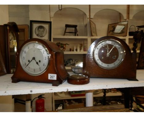 2 mantel clocks and a barometer