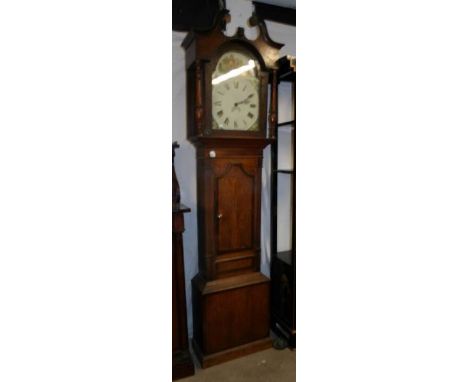 An oak cased 30 hour long case clock
