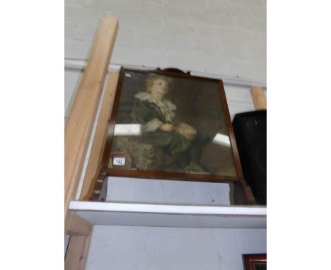 An oak fire screen with Bubbles print