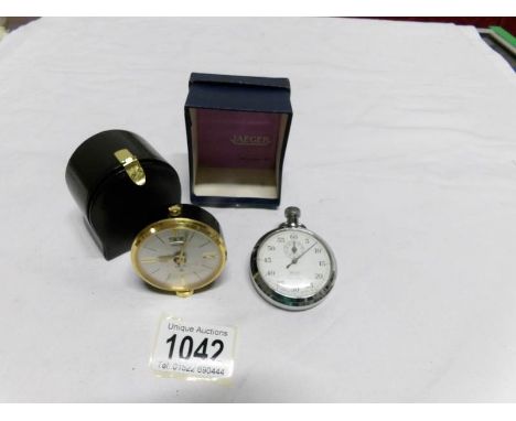 A Smith's pocket watch together with a Jaegar travel clock