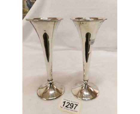 A pair of silver vases, HM Sheffield 1902