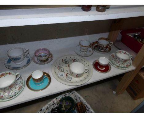 A mixed lot of cups and saucers including Wedgwood, Mintons etc