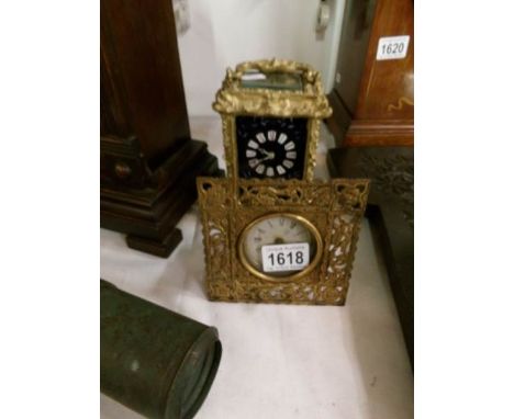 A gilded ormolu carriage clock and one other, both a/f