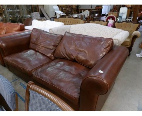 A brown leather sofa