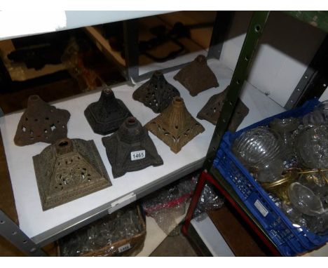 4 Victorian cast iron oil lamp bases