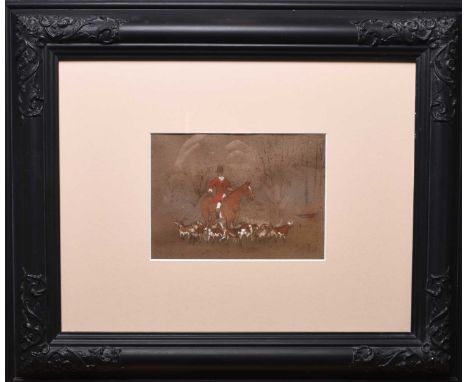 British School (19th Century) A huntsman with hounds, ink with watercolour and white highlights, 14.5 x 19.5 cm, 45 x 54 cm, 