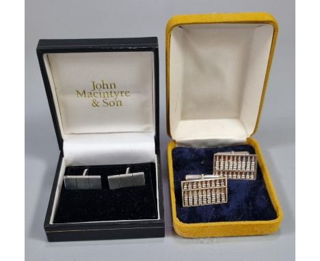 Vintage Hong Kong modernist working abacus sterling silver cup cufflinks together with a vintage Danish 'Anderson' sterling s