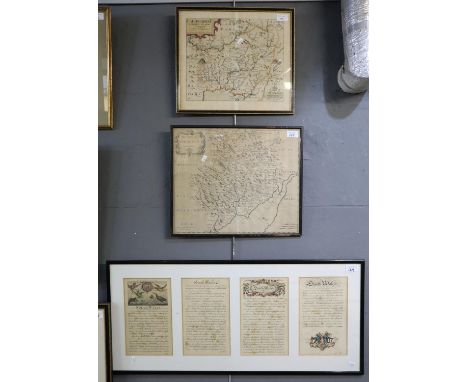 Saxton and Kip, original map of 'Caermardi (sic)', together with Robert Morden original map of the county of Monmouth, and a 