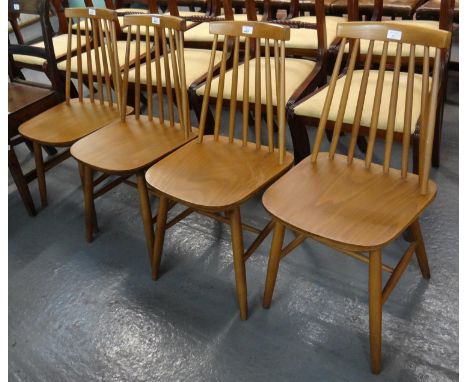 Set of four beech Ercol style Windsor spindle back chairs.  (4)   (B.P. 21% + VAT) 