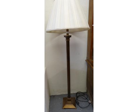 Modern brass and copper finish classical design floor/standard lamp with Corinthian column pedestal.   (B.P. 21% + VAT) 