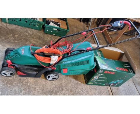 Bosch Rotak 34R electric rotary mower with original box. (B.P. 21% + VAT)  PAT tested, but not tested.