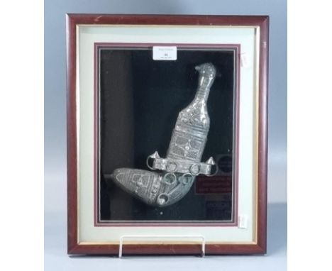 Omani silver filigree work Khandjar dagger.  Framed and glazed.  (B.P. 21% + VAT) 