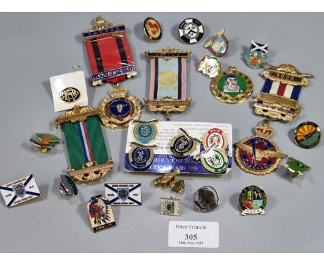Collection of RAOB medals and enamel RAOB badges, to include: Sapper Lodge, Lyneham Lodge, plus a quantity of RAOB enamel bad