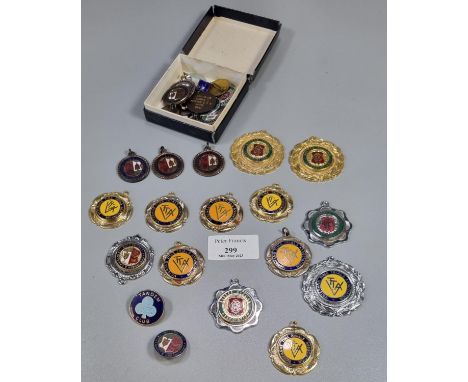 Farnborough Camberley cycling club enamel medal fobs, Border Cycling Association enamel badges, Veterans Time Trial Associati