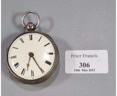 19th century silver Fusee Verge hallmarked open faced pocket watch, the workings marked Bainbridge Dublin.   (B.P. 21% + VAT)