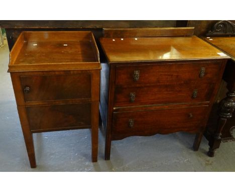 19th century mahogany night commode together with a mid century oak three drawer chest.  (2)  (B.P. 21% + VAT) 