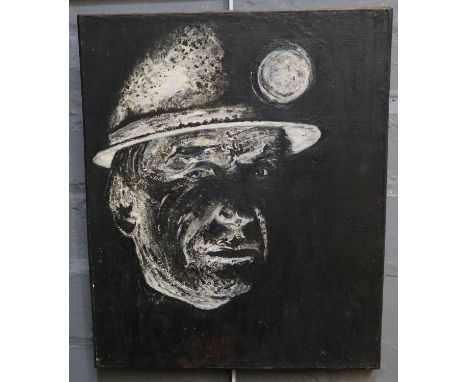 Will Davies (Welsh mid century), 'Study of a Miner (Welsh)', signed dated verso, oils on panel.  36x30cm approx.   (B.P. 21% 