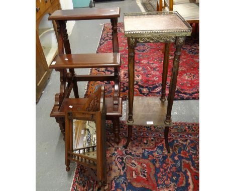 Victorian style stained library steps together with a French design gilded and marble top side/lamp table together with an Ed