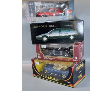 Collection of diecast model vehicles 1:18 scale, to include: Road Legends Shelby Cobra, Solido Rolls Royce, Sun Star Triumph 