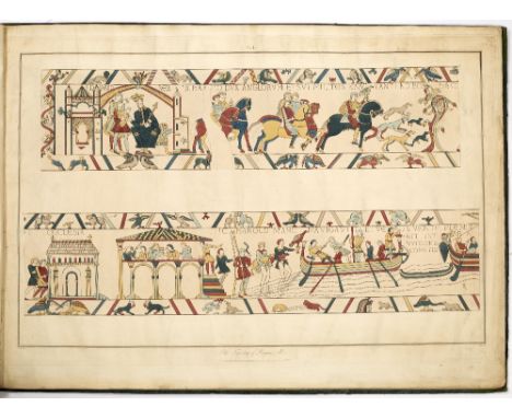 J BASIRE AFTER C STOTHARD, The Bayeux Tapestry in 17 large format coloured engravings with scale. published by the Society of