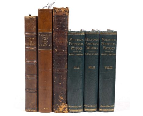MILTON, John, 'Paradise Lost' A New Edition by Richard Bentley printed in London 1732. 1/2 calf, re-backed, marbled boards, 4