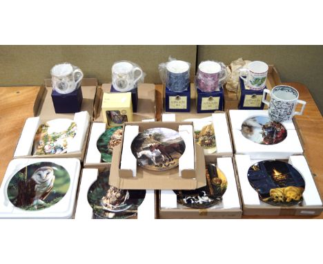 A group of Bradford Exchange Collector's plates and mugs, to include Doulton and Royal Worcester