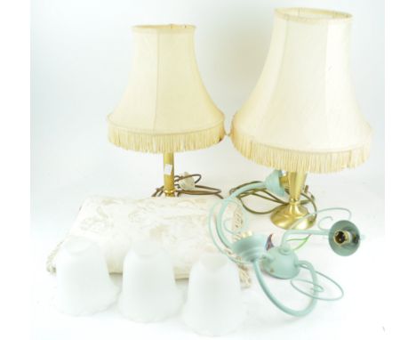 Two table lamps and a ceiling light