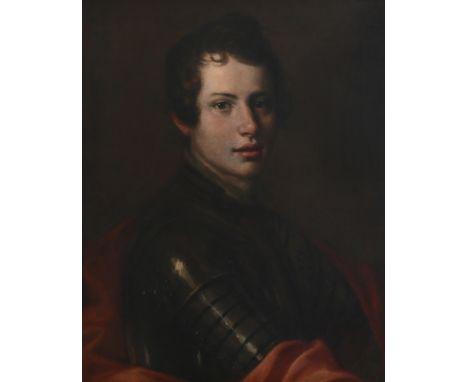 Follower of Justus SustermansPortrait of a young man, half-length, wearing armour and a red cloakOil on canvas58.4 x 47.3cm; 