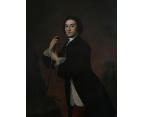 English School 18th CenturyPortrait of a gentleman, three-quarter length, wearing a blue coat, white waistcoat and red trouse