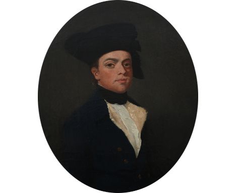 French School c.1800Portrait of a gentleman wearing a blue coat and tricorn hatOil on canvas, oval30.2 x 25cm; 12 x 9¾inIt ha