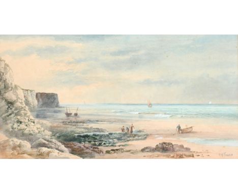 Robert Winchester Fraser (1848-1906)Figures on the shore of the Bristol ChannelSigned R W Fraser (lower right)Watercolour hei
