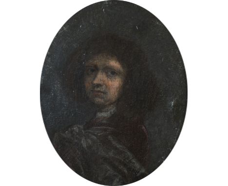 Dutch School 17th CenturyPortrait miniature of a gentleman wearing a brown coat and grey cloakOn vellum, oval, in a gilt-pain