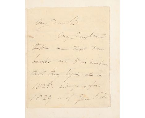 John Constable RA (1776-1837)Autograph letter signed 'John Constable' to Alaric A Watts (1797-1864), dated 1832Concerning bor