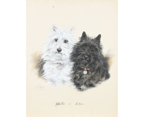 ‡K. C. Brown (act. 1937-1962)Ghillie & Kelpie, two Scottish TerriersSigned K. C. Brown/1940 (lower left) and inscribed Ghilli