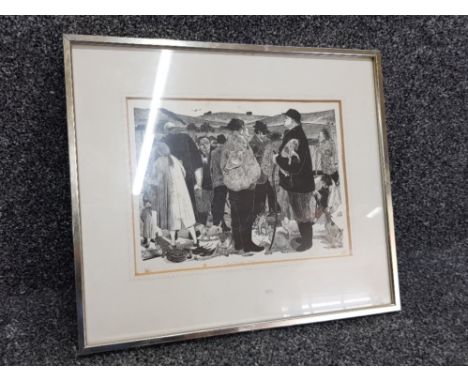 Wood cut print of The Terrier Man by Sarah Van Niekerk, limited edition No. 8/100
