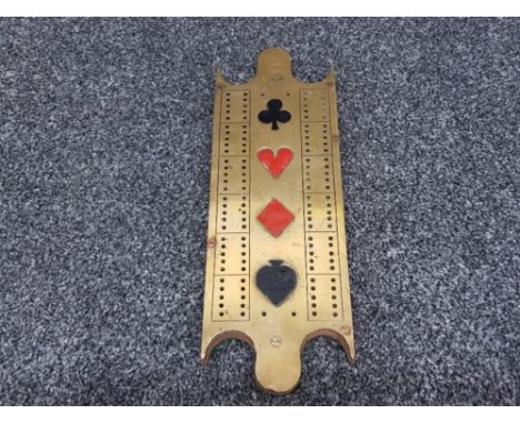 Artisan made fancy brass and enamel cribbage board