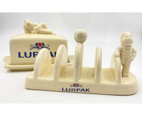 A Vintage Retro Lurpak Ceramic Butter Dish and Toast Rack. Good condition but A/F. 