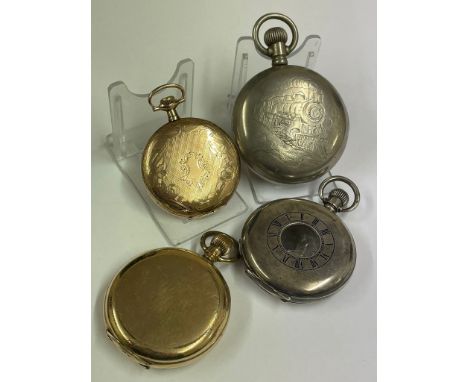 Vintage pocket watch cases to include silver full hunter , spares or repair 