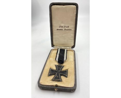 WW1 Imperial German-Prussian Iron Cross 2nd Class in Box of issue. Ring marked but cannot make out the letters. 