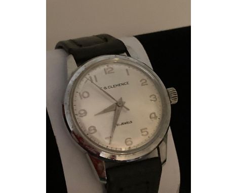 VINTAGE Stainless steel Wristwatch by F.G.Clemence ,having silver white face With sweeping second hand. Manual winding, full 