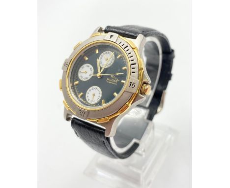 A limited edition JAGUAR chronometer with a new leather strap. Quartz mechanism in good working order.  Dial diameter: 35 mm 