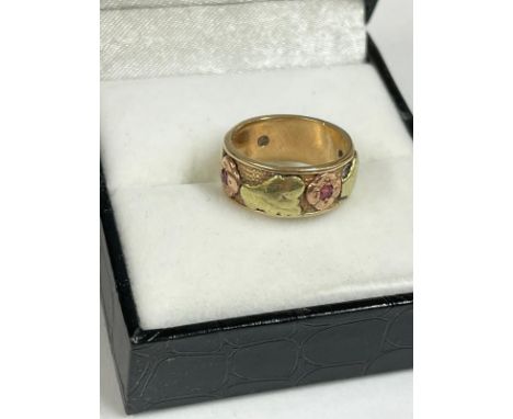 Antique 14ct gold &amp; ruby ring , size J. , 5.9g 