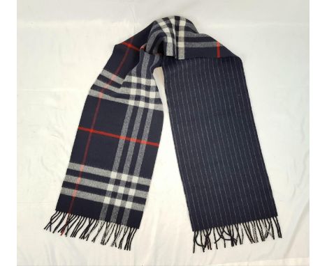 Brand New Marino Wool/Cashmere Burberry Scarf with Tag. Checked pattern. 166cm x 30cm. 