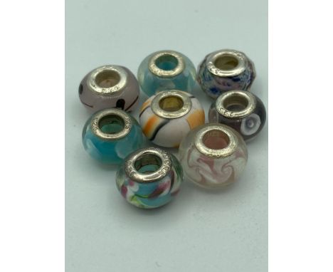 Selection of PANDORA SILVER CHARMS  having glass and enamel detail. 