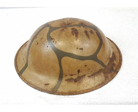 WW2 British Mk II Helmet & liner Dated 1942in Maltese ?Rubble Wall? Cam. a style that was used toblend in on the most bombed 