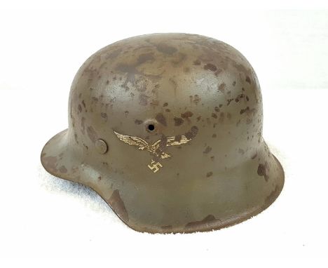 Luftwaffe M42 Raw Edge Helmet &amp; Liner. Lots of the original paint and decal remaining. 