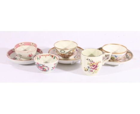 Collection of 18th century porcelain to include tea bowls and saucers and a Derby cup (8)   CONDITION REPORT:  ConditionPink 