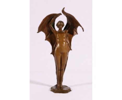 J THORESEN Laderlappen Signed, bronze sculpture, marked for Bergman foundry, H Bergman Fud., 29cm