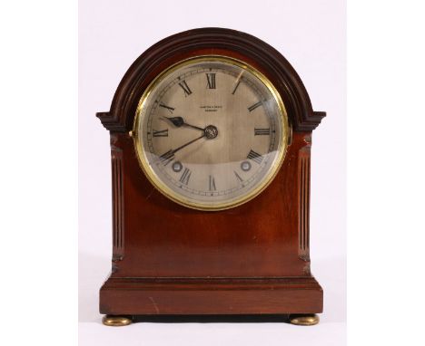 Hamilton and Inches of Edinburgh mahogany cased arch top mantle clock, 22.5cm